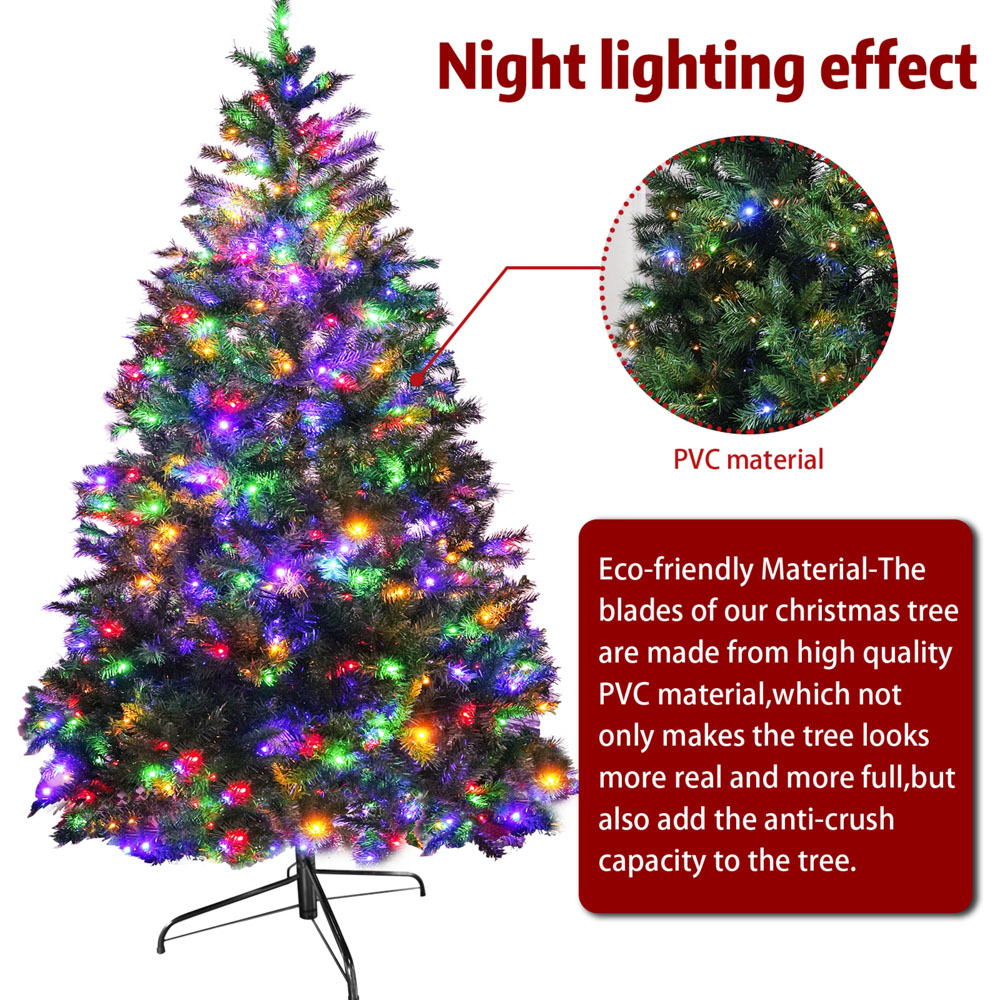 Abrihome Pre-Lit Green Artificial Christmas Tree 7ft Image 5