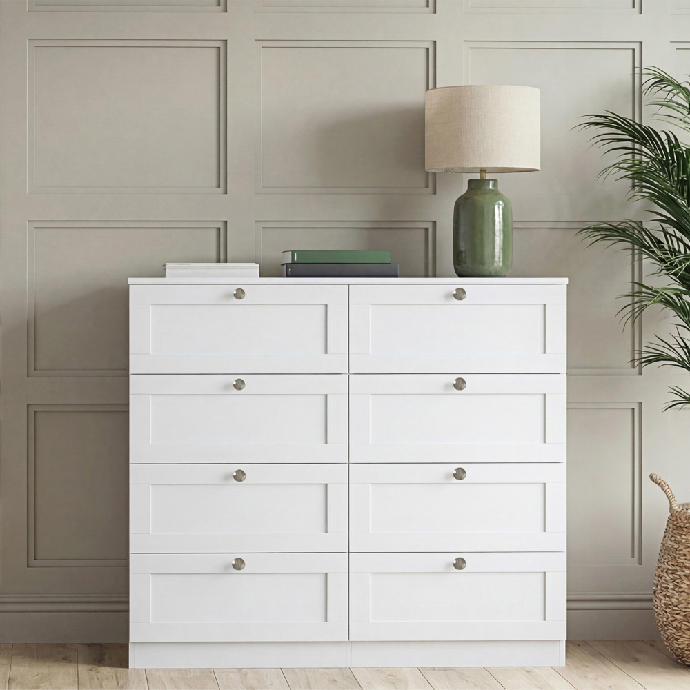VIDA DESIGNS Altino 8 Drawer White Shaker-Style Chest of Drawers Image 4