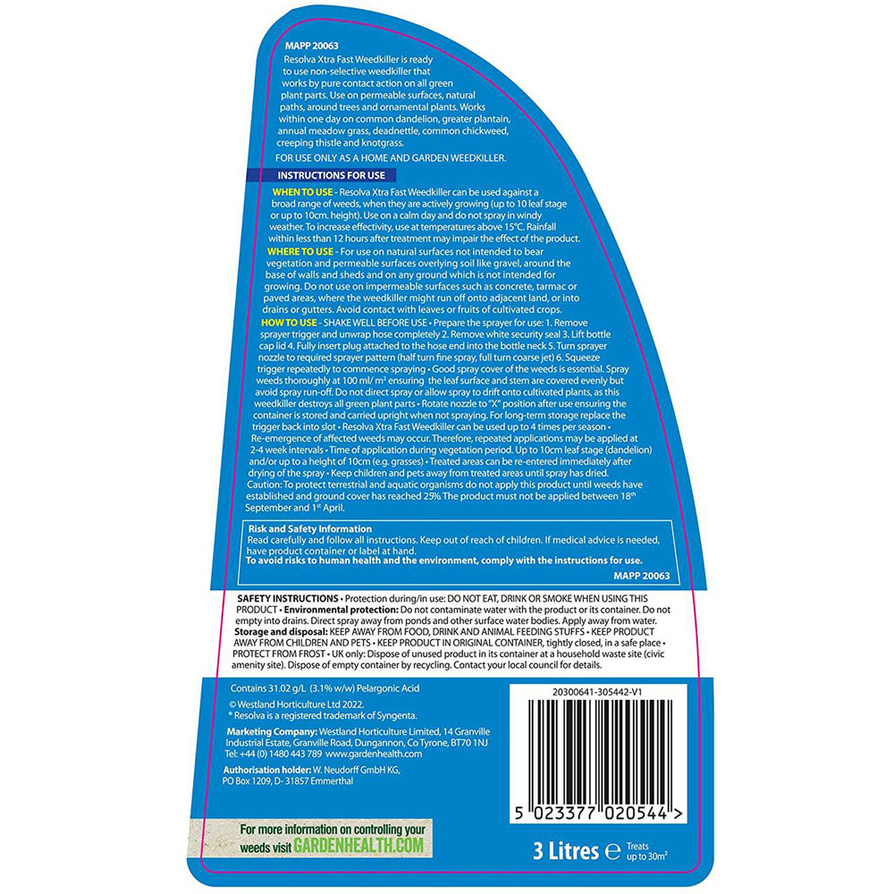 Resolva Xtra Fast Ready to Use Weedkiller 3L Image 5