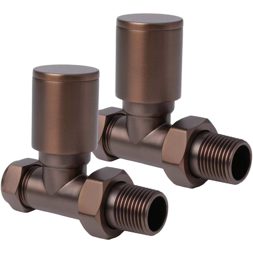 Go Bathrooms Bronze Straight Radiator Valve 15mm 2 Pack Image 1