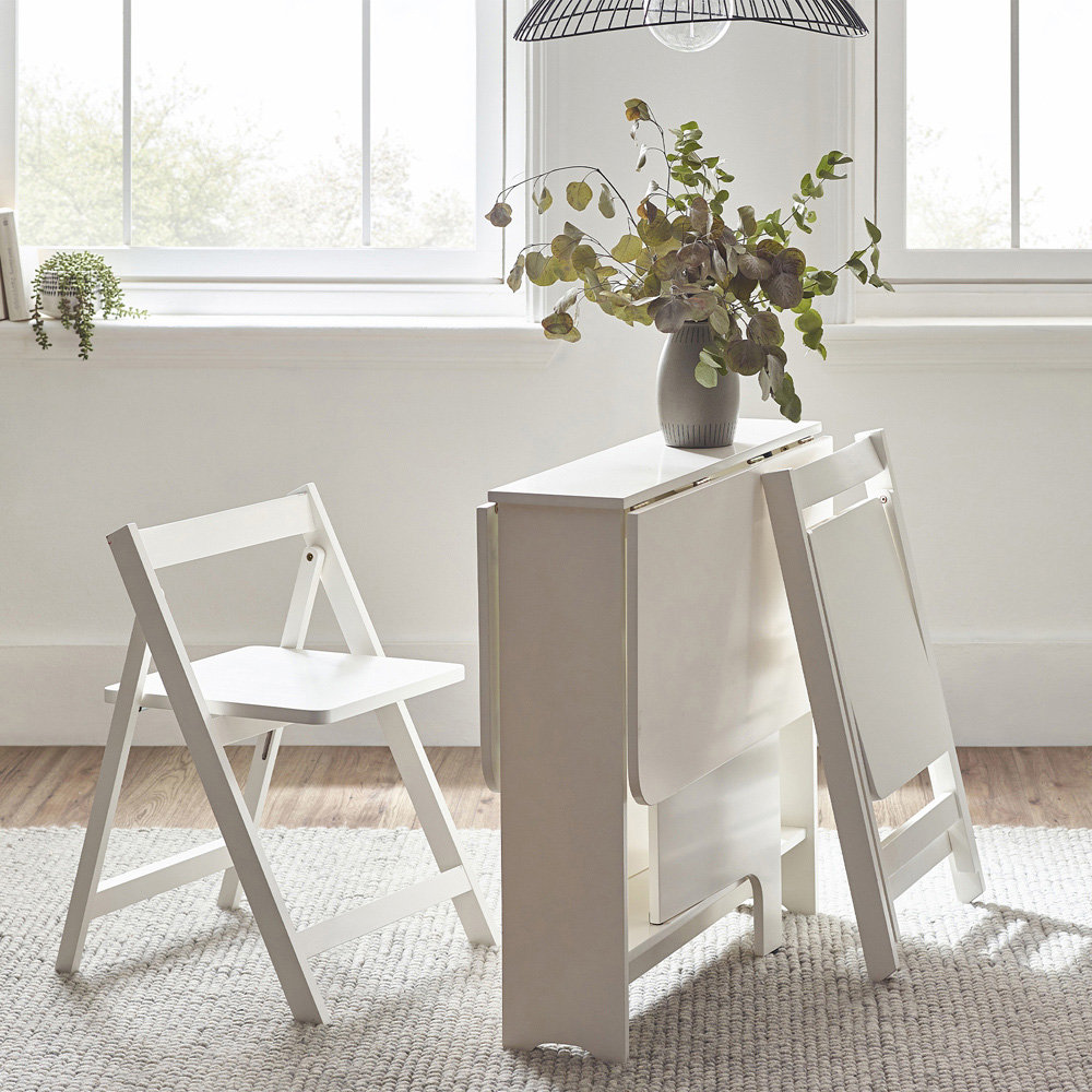 Julian Bowen Gatan 2 Seater White Small Gateleg Table Set Image 9