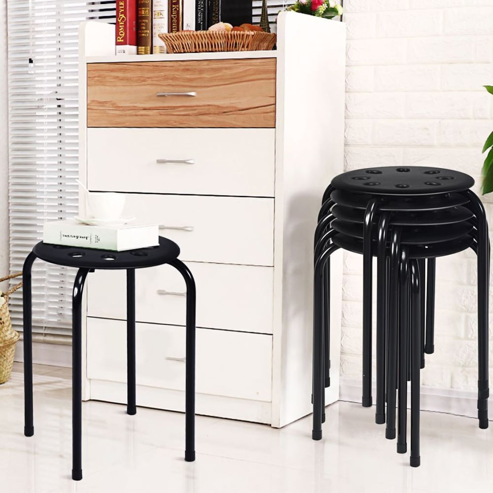 Costway Set of 6 Black Stackable Dining Chairs Image 1