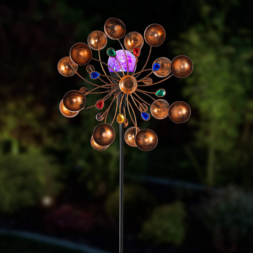 wilko Jewel Wind Spinner Crackle Ball LED Solar Ornament Light Image 6