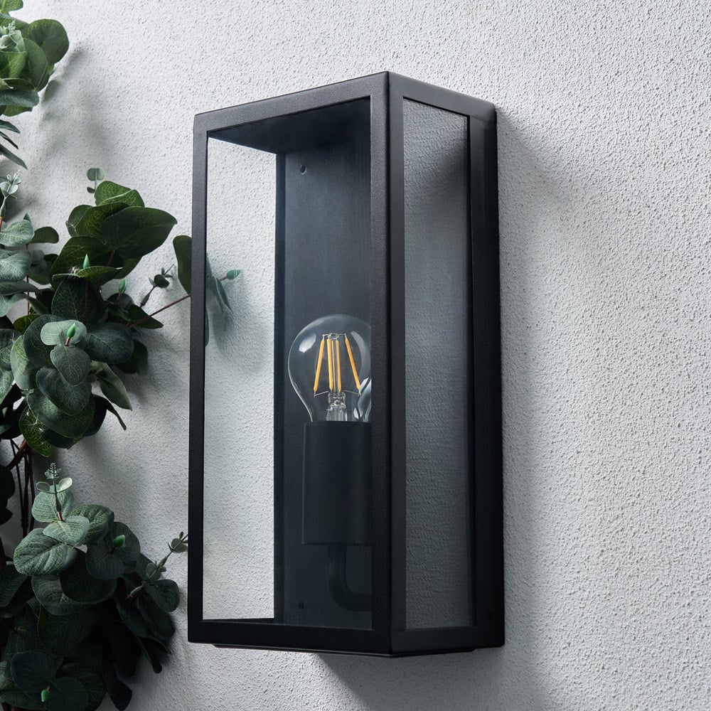 Zink Rowan Black Box Lantern Wall Light Image 2
