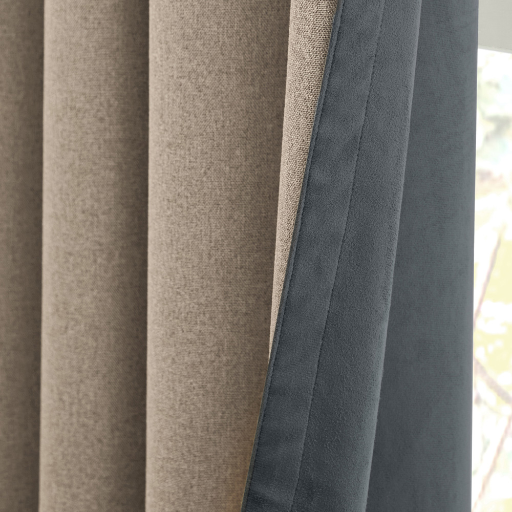 Furn Verso Petrol Reversible Suede-Look Blackout Eyelet Curtains 229 x 183cm Image 3