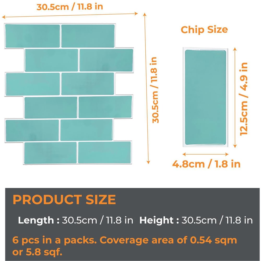 Walplus Capri Sea 3D Tile Stickers Peel and Stick Backsplash Decals Tile Sticker 6 Pack Image 7
