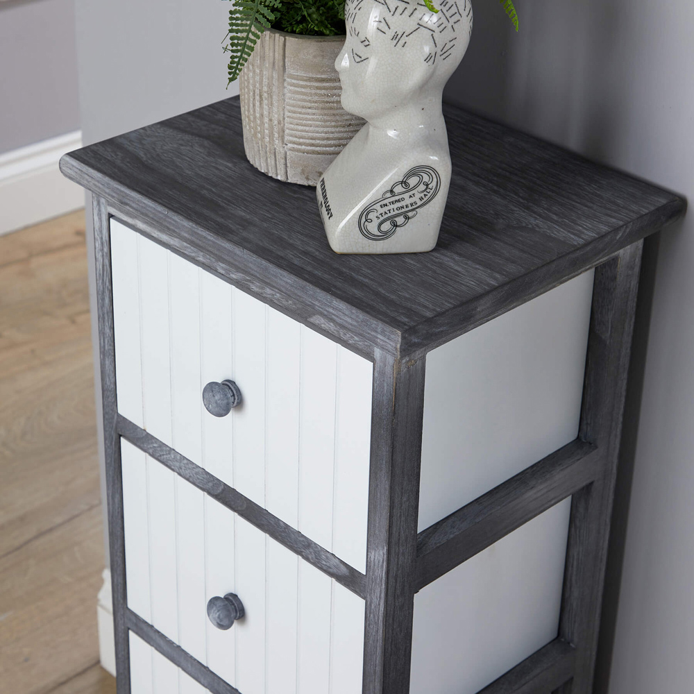 Home Source Mosbach 4 Drawer Black and White Solid Wooden Storage Unit Image 3