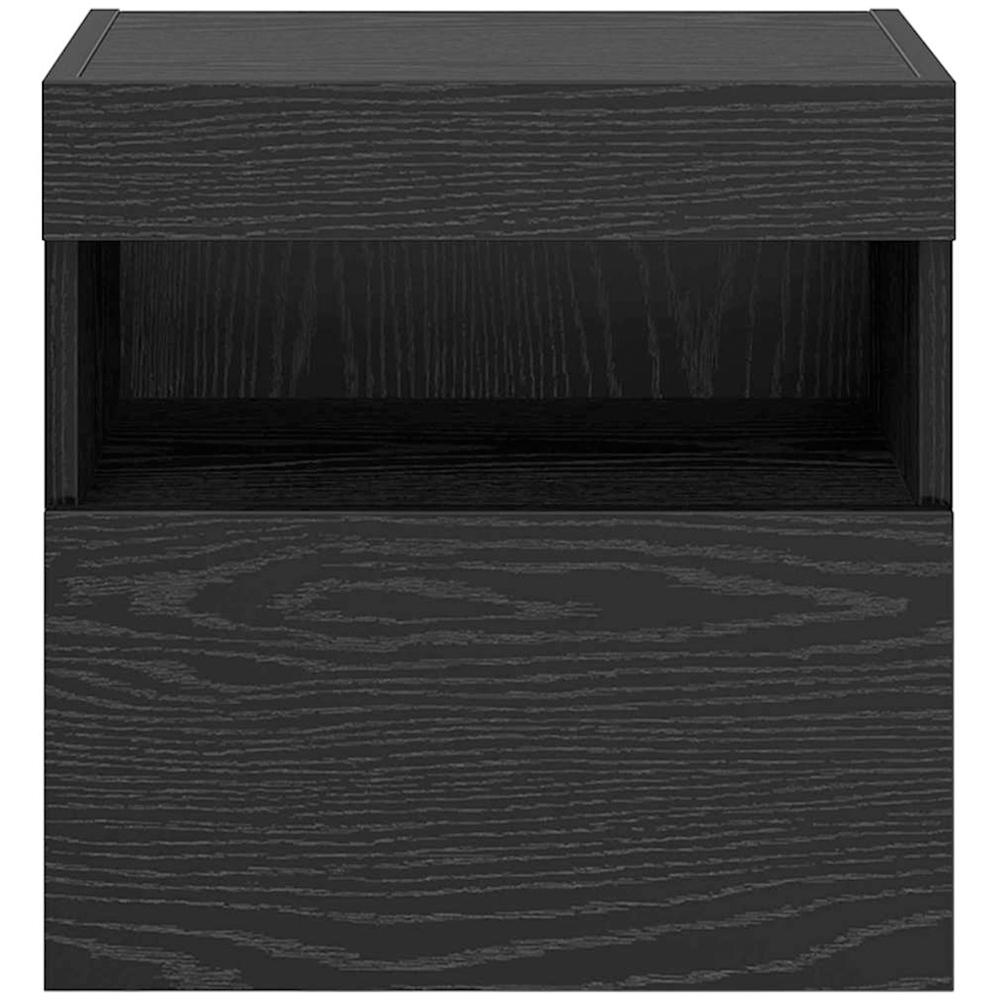 vidaXL Single Door Single Shelf Black Oak TV Cabinet with LED Lights Set of 2 Image 9