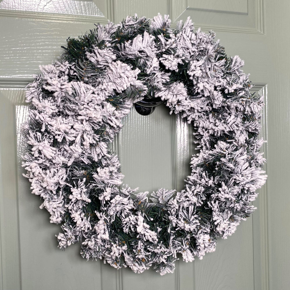 Premier Snow Flocked Woodcote Pine Christmas Wreath 50cm Image 2