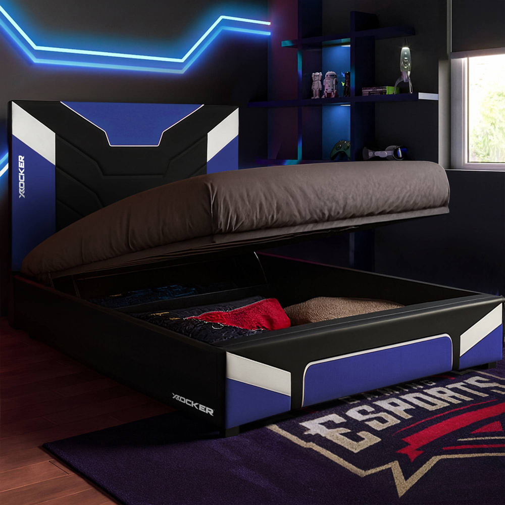 X Rocker Cerberus MKII Double Blue Ottoman Bed Image
