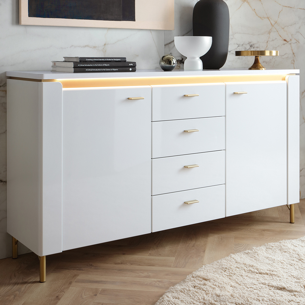 Furniture To Go Lazio 2 Door 4 Drawer Alpine White Sideboard Image 1