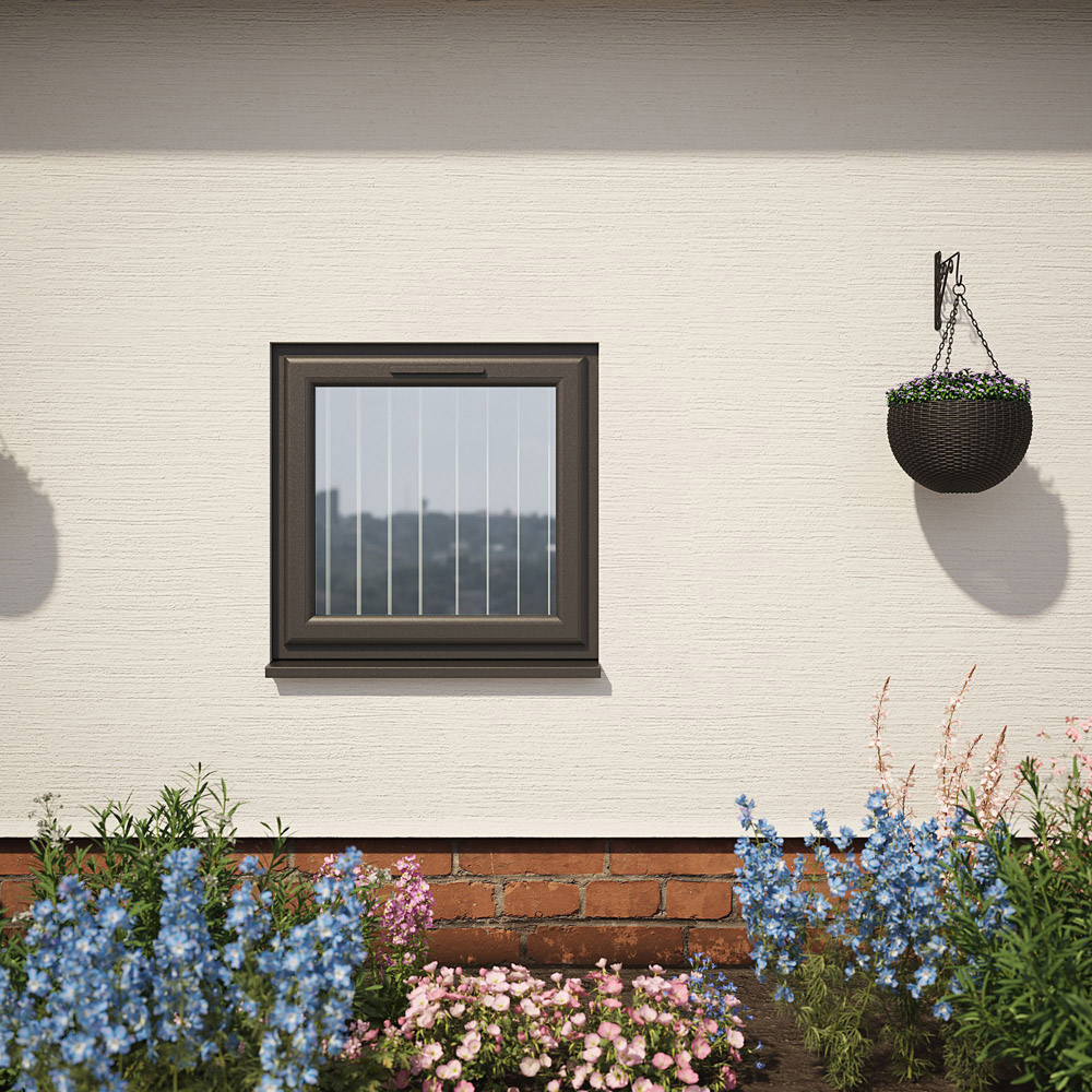 Crystal Black and White Top Hung Opener Obscure Double Glazed Window 610 x 610mm Image 5