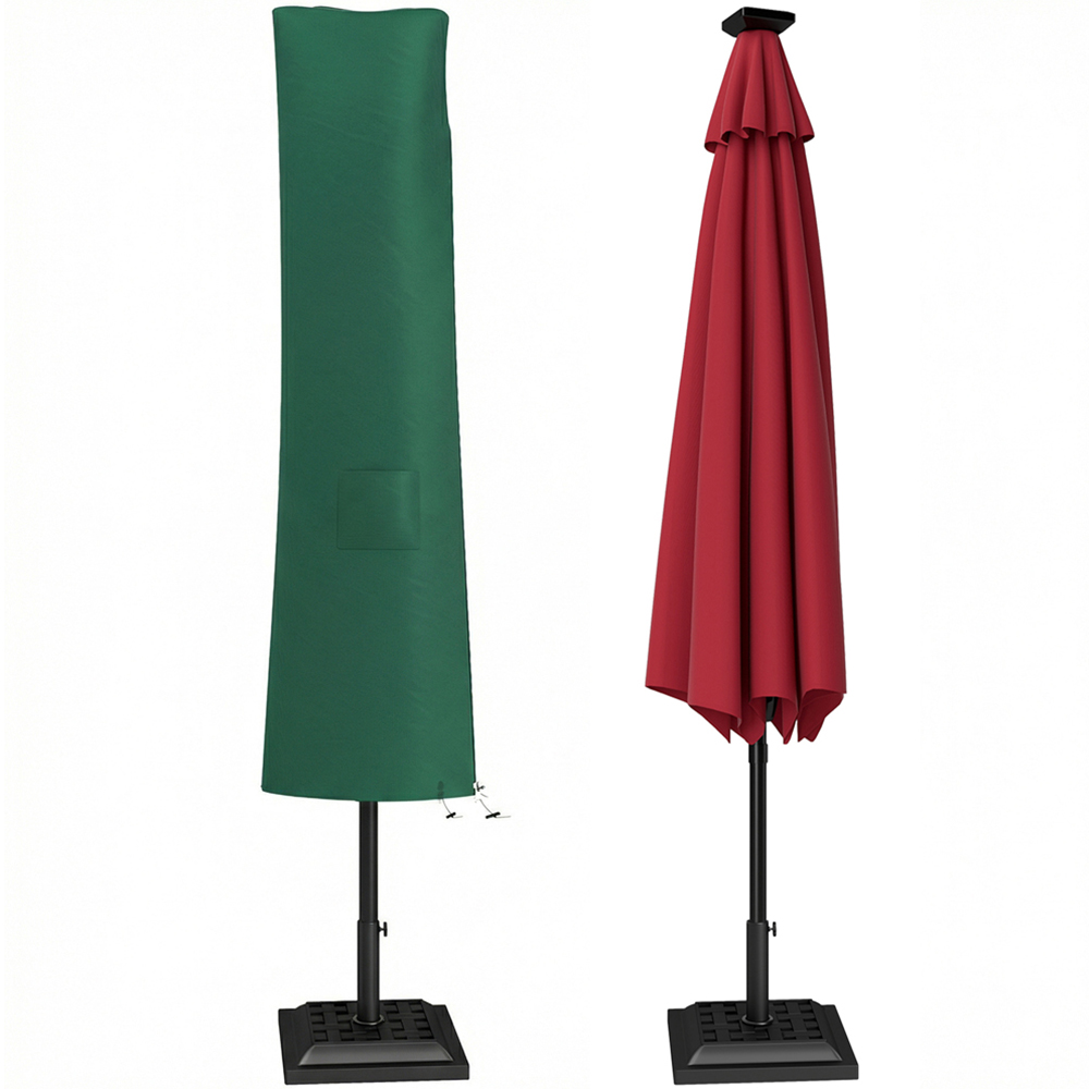 Outsunny Dark Green Large Waterproof Garden Banana Umbrella Parasol Cover 240 x 48cm Image 1