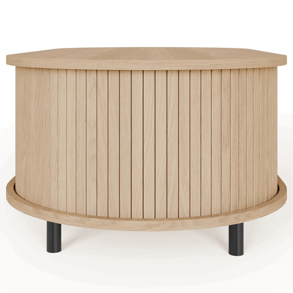 GFW Omari 2 Tambour Sliding Door Oak Slatted Coffee Table Image 5