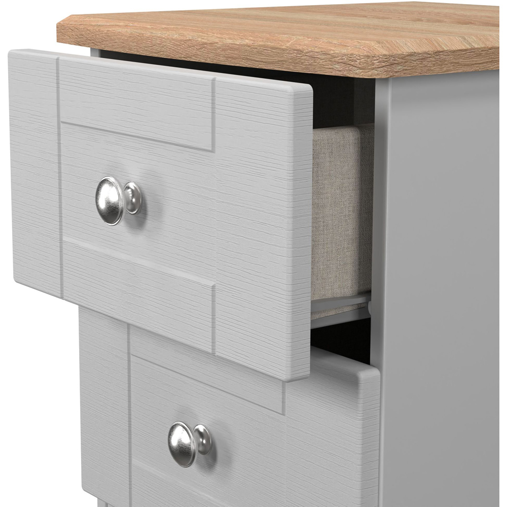 Crowndale Sussex 2 Drawer Grey Ash and Bardolino Oak Compact Bedside Cabinet Ready Assembled Image 6