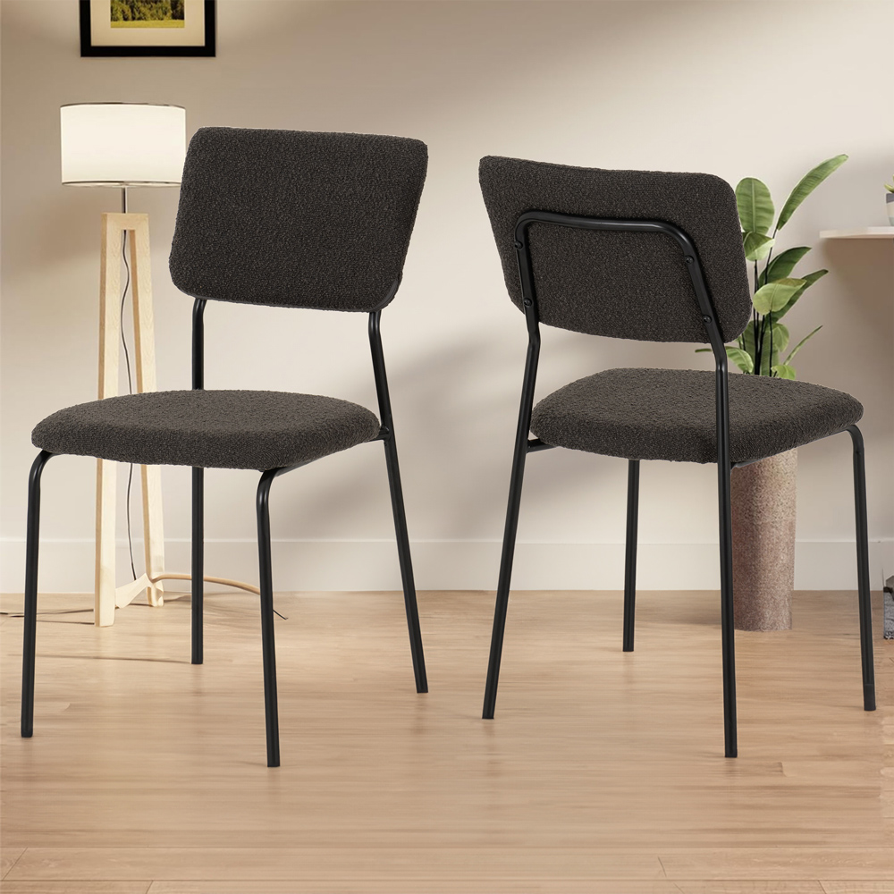 Seconique Sheldon Set of 4 Grey Boucle Fabric Dining Chair Image 1