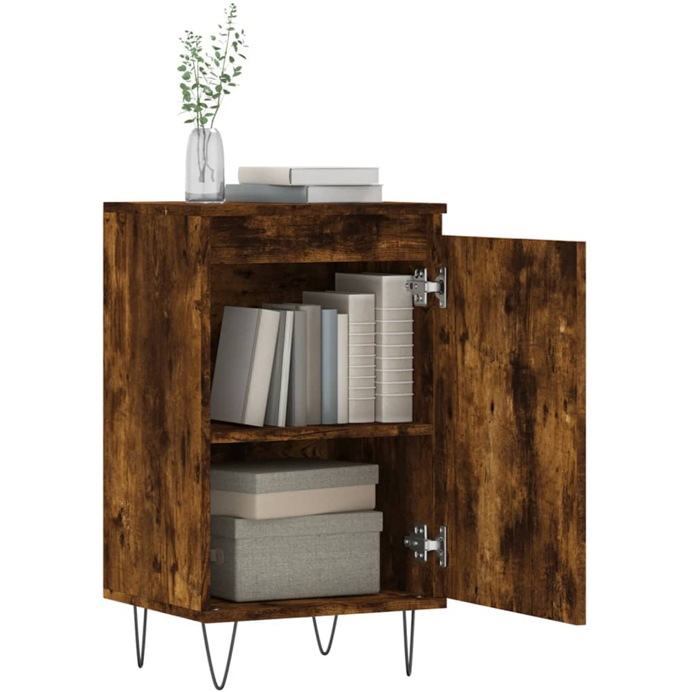 vidaXL Single Door Smoked Oak Sideboard Set of 2 Image 4