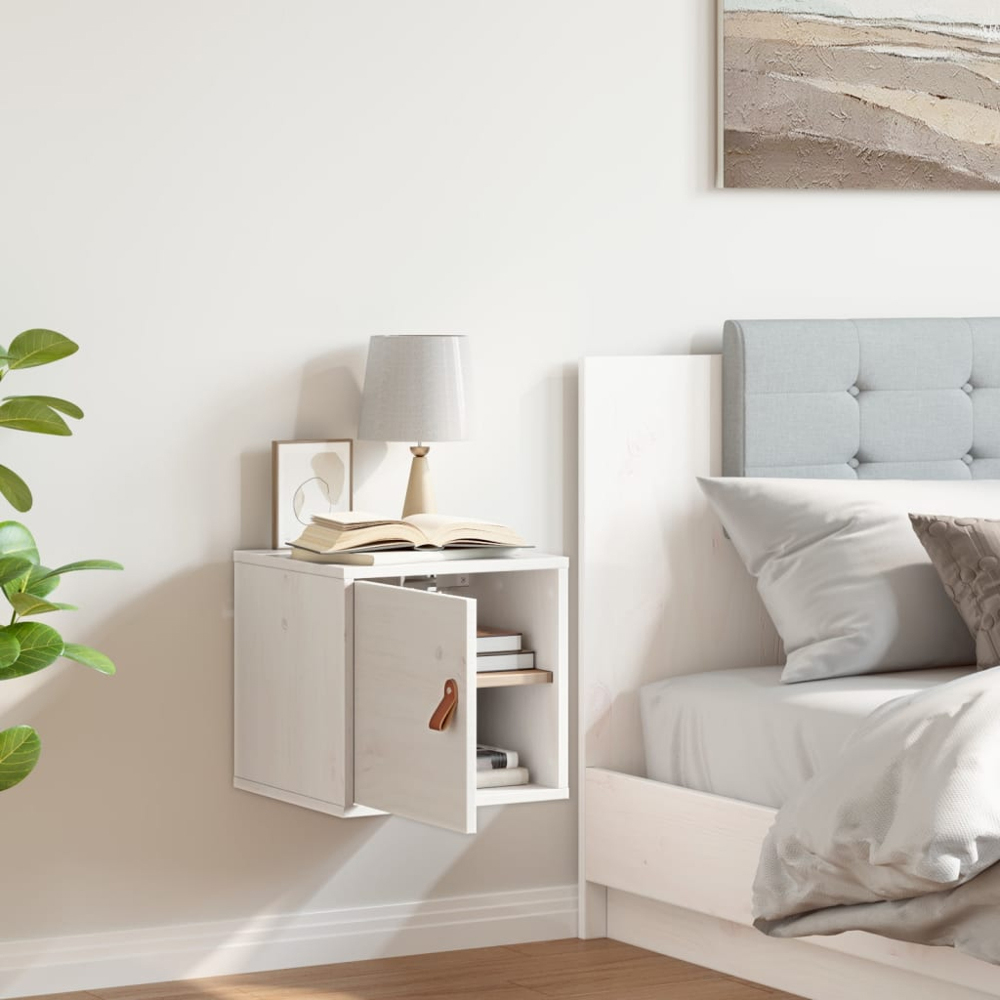 vidaXL Single Door White Solid Pine Wood Wall Cabinet Image 9