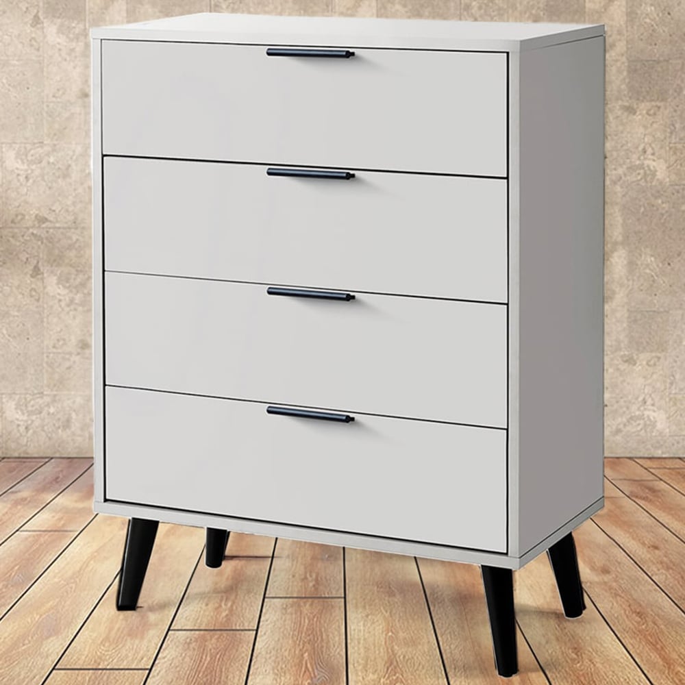 Julian Bowen Alba 4 Drawer Wide Silk Grey Chest of Drawers Image 1