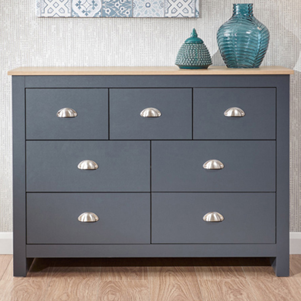 GFW Lancaster 7 Drawer Slate Blue Merchants Chest of Drawers Image 1