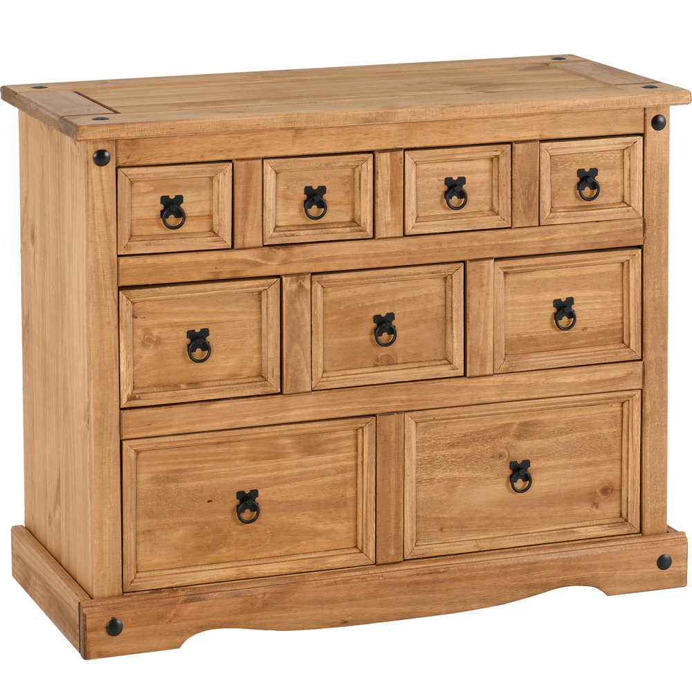 Seconique Corona 9 Drawer Distressed Waxed Pine Merchant Sideboard Image 2