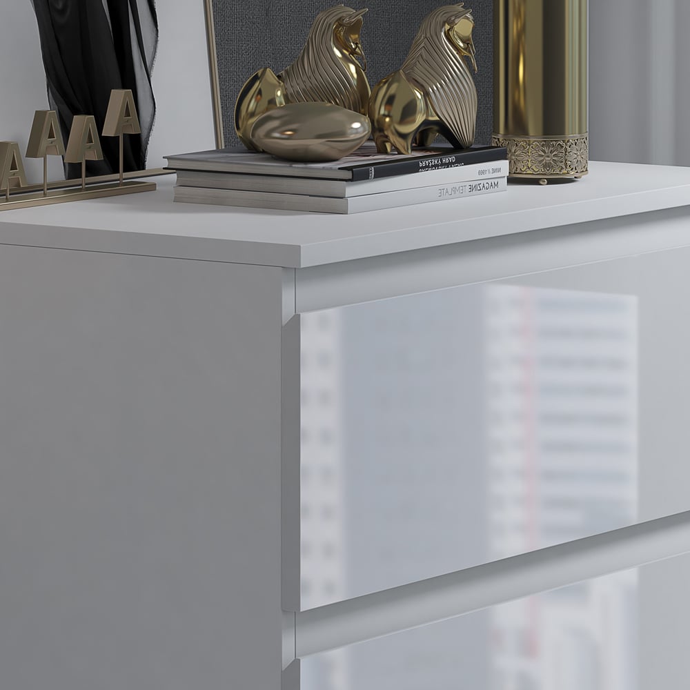 FWStyle Stora 3 Drawer White Gloss Chest Of Drawers Image 4