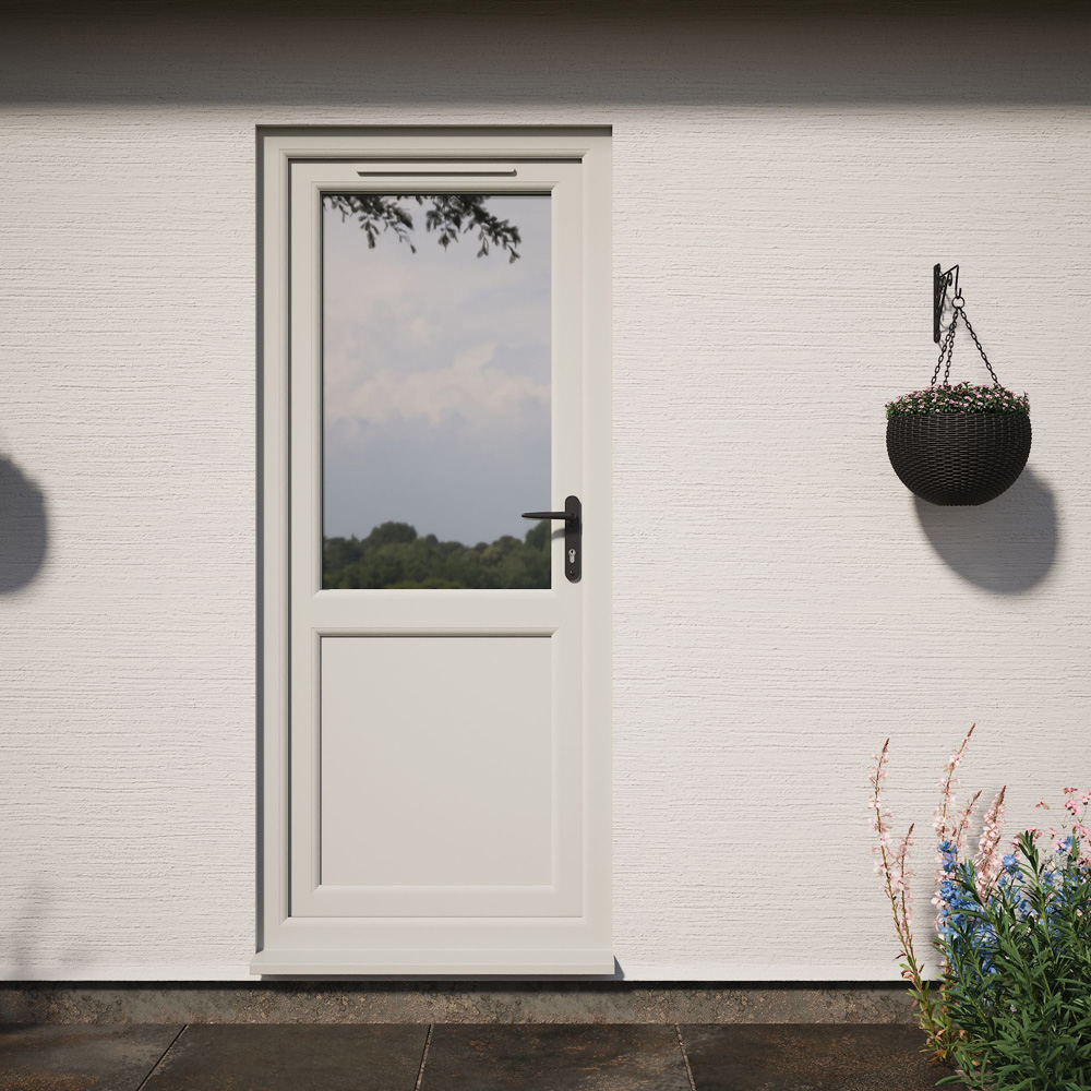 Crystal Agate and White Half Glass LH Open Clear Double Glazed Door 840 x 2090mm Image 2