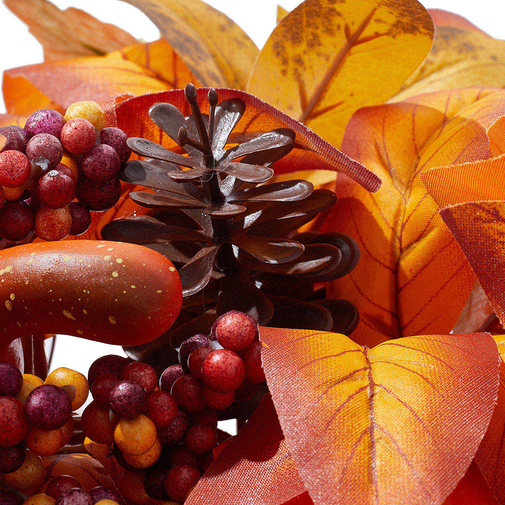 Living and Home Halloween Artificial Maple Leaf and Berry Wreath 50cm Image 6