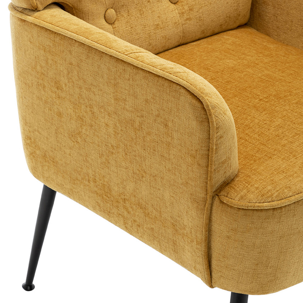 Living and Home Yellow Chenille Upholstered Leisure Chair with Armrests Image 5