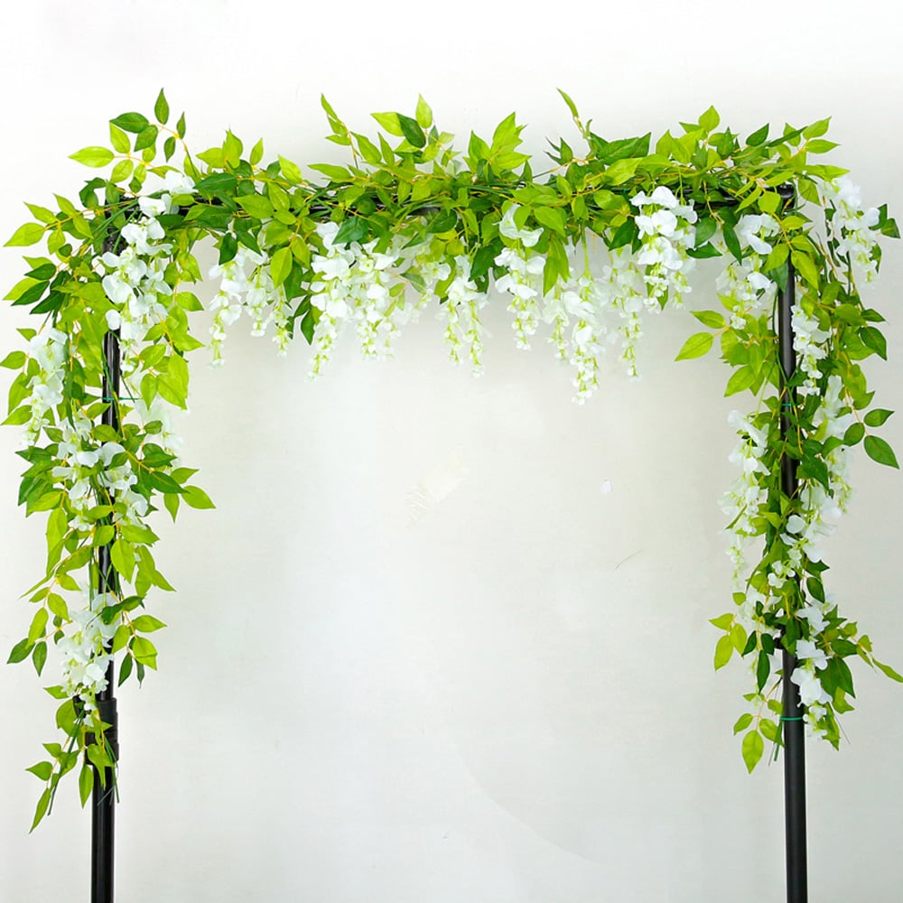 Living and Home Green and White Artificial Wisteria Hanging Garland 200cm 2 Pack Image 2