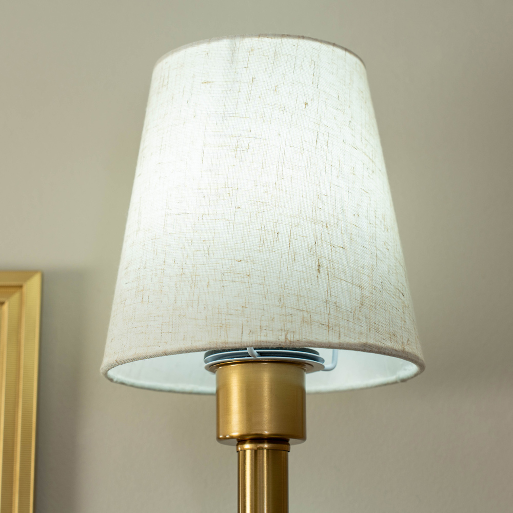 ValueLights Kincaid Plated Gold Wall Light with Cream Shade and LED Bulb Image 5