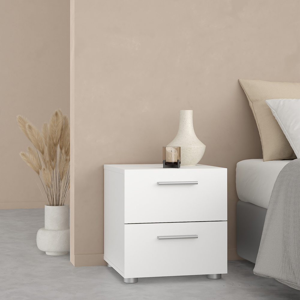 Florence 2 Drawer White Bedside Table Image 6