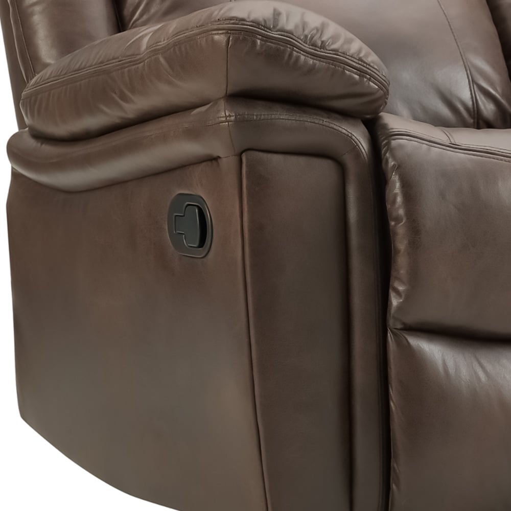 Home Detail Rowan 2 Seater Brown Faux Leather Manual Recliner Sofa Image 7