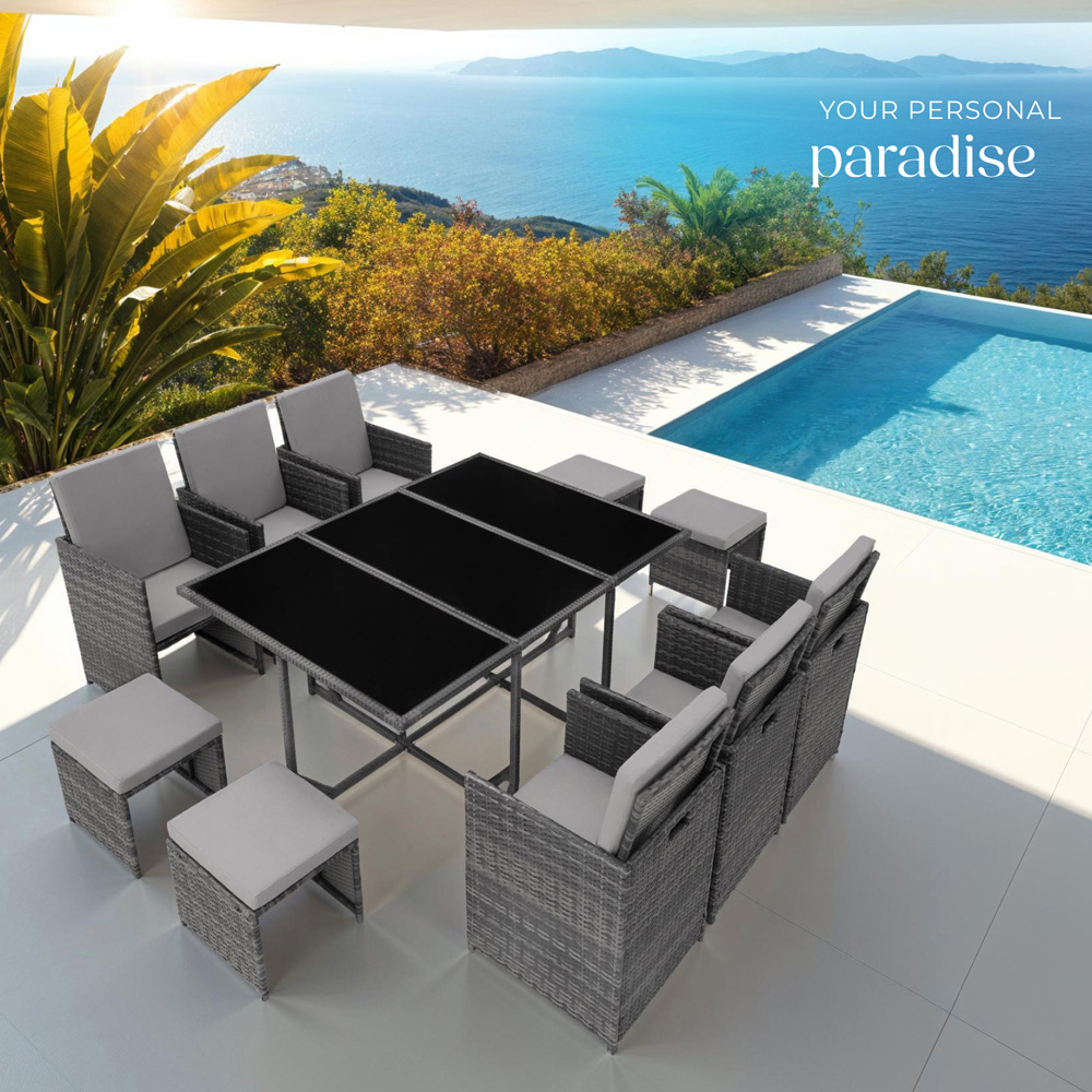 tectake Malaga 10 Seater Garden Dining Table Set Grey Image 8