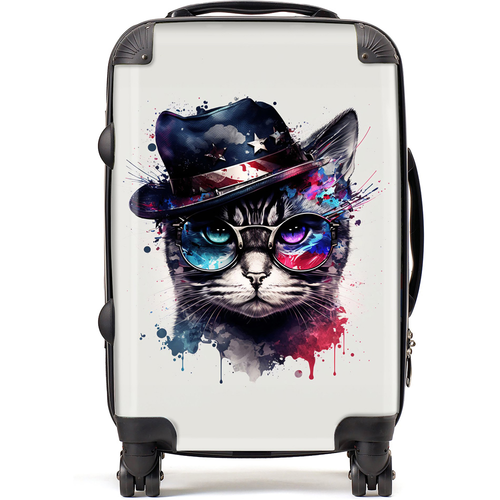 Warren Reed Designer Cabin Splashart American Shorthair Cat Face Glasses Suitcase Image 1