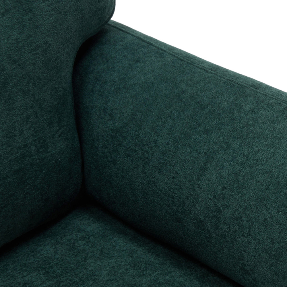 Living and Home Green Chenille Upholstered Armchair with Footstool Image 5