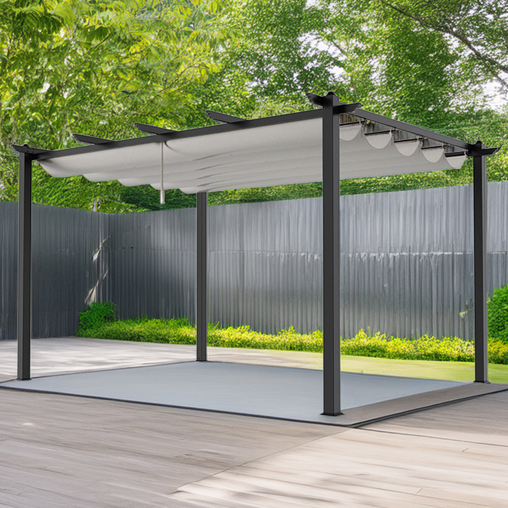 Living and Home Aluminium Pergola with Waterproof Retractable Roof 13 x 10ft Image 1