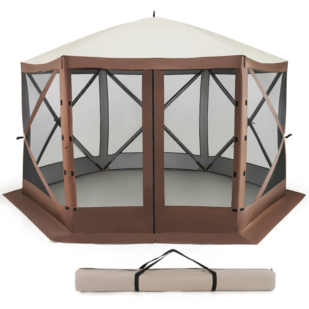 Costway 6 Sided Coffee Pop-up Gazebo Tent Image 3
