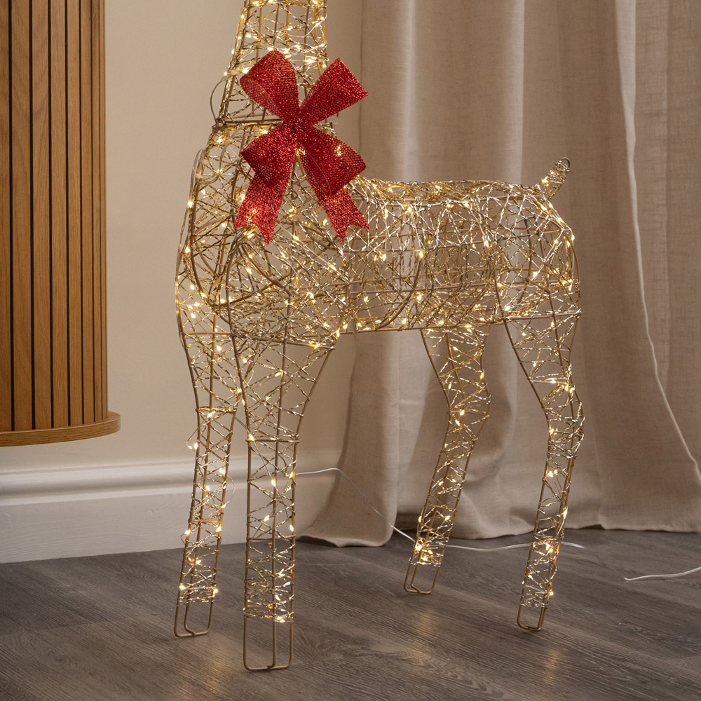 Samuel Alexander 300 Warm White LED Gold Twist Standing Reindeer Christmas Decoration 3ft Image 5