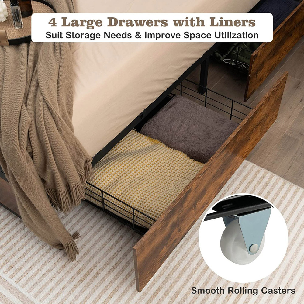 Costway King Size RGB LED Light Metal Bed Frame with Charging Station Image 8