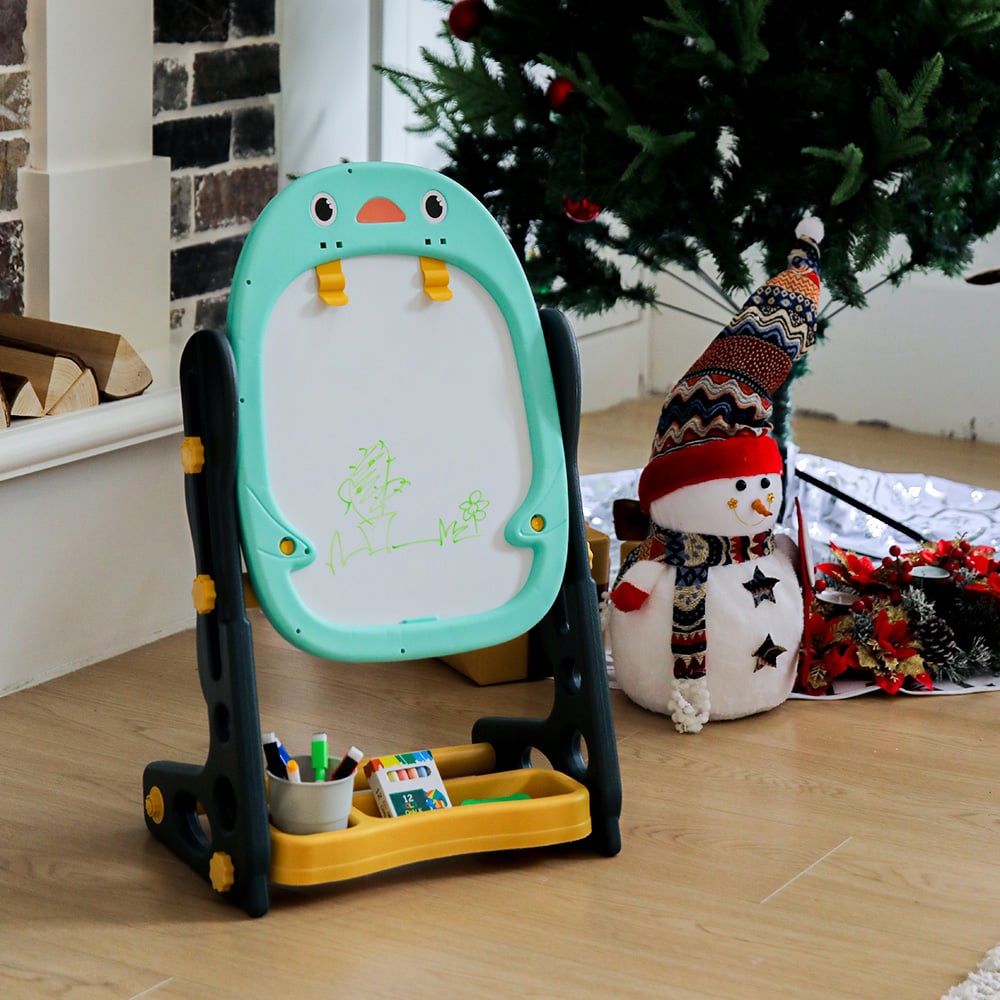 Living and Home Double Sided Adjustable Drawing Magnetic Easel with Board Games 68cm Image 2