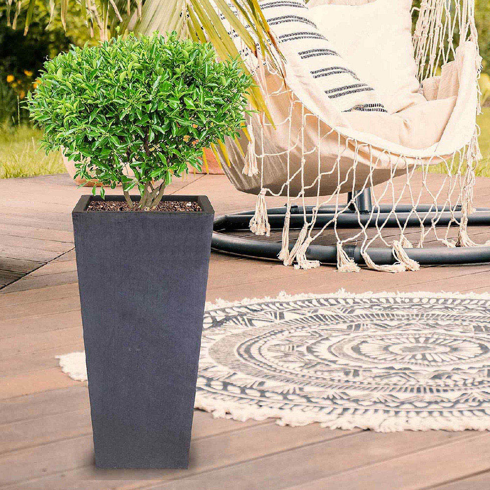 wilko Faux Lead Dark Grey Light Concrete Outdoor Tapered Planter 50cm Image 3