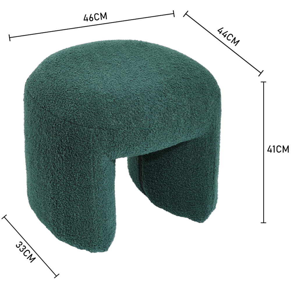 Living and Home Green Modern Teddy Bear Fur Upholstered Ottoman Image 8