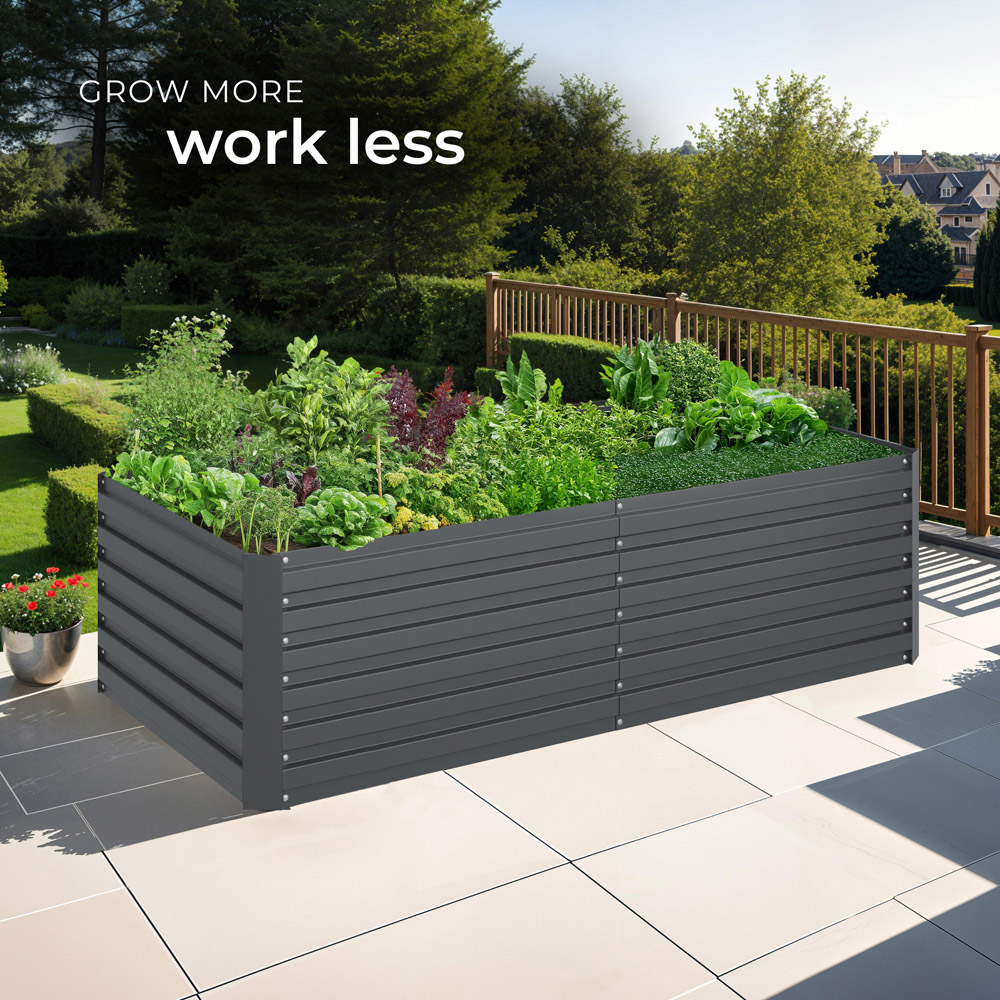 tectake Galvanised Steel Raised Garden Bed 880L 200 x 80 x 56cm Image 8