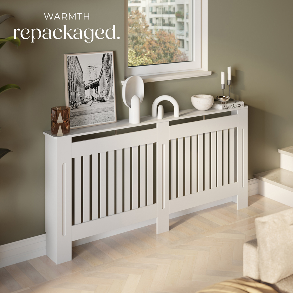 tectake Vila Louvre Style White Radiator Cover 172 x 82 x 19cm Image 8