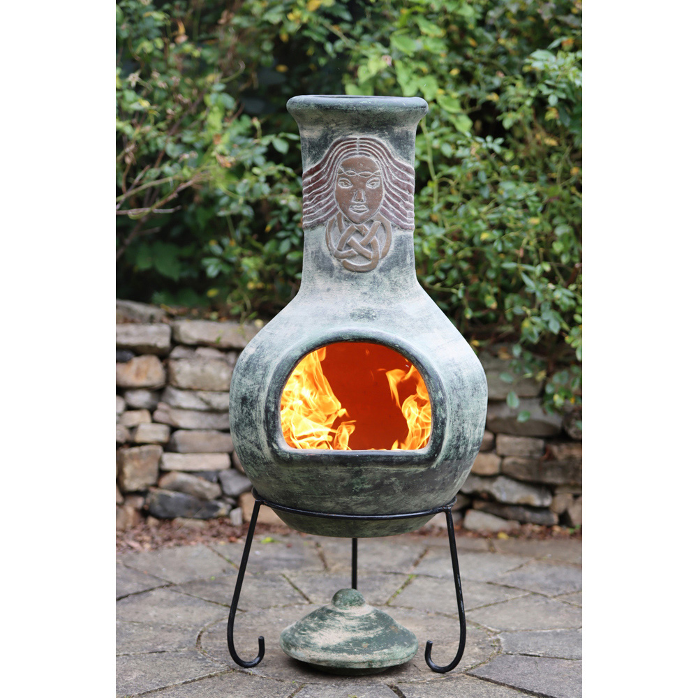 Gardeco Boudicca Extra Large Mexican Chimenea with Stand and Lid Image 2