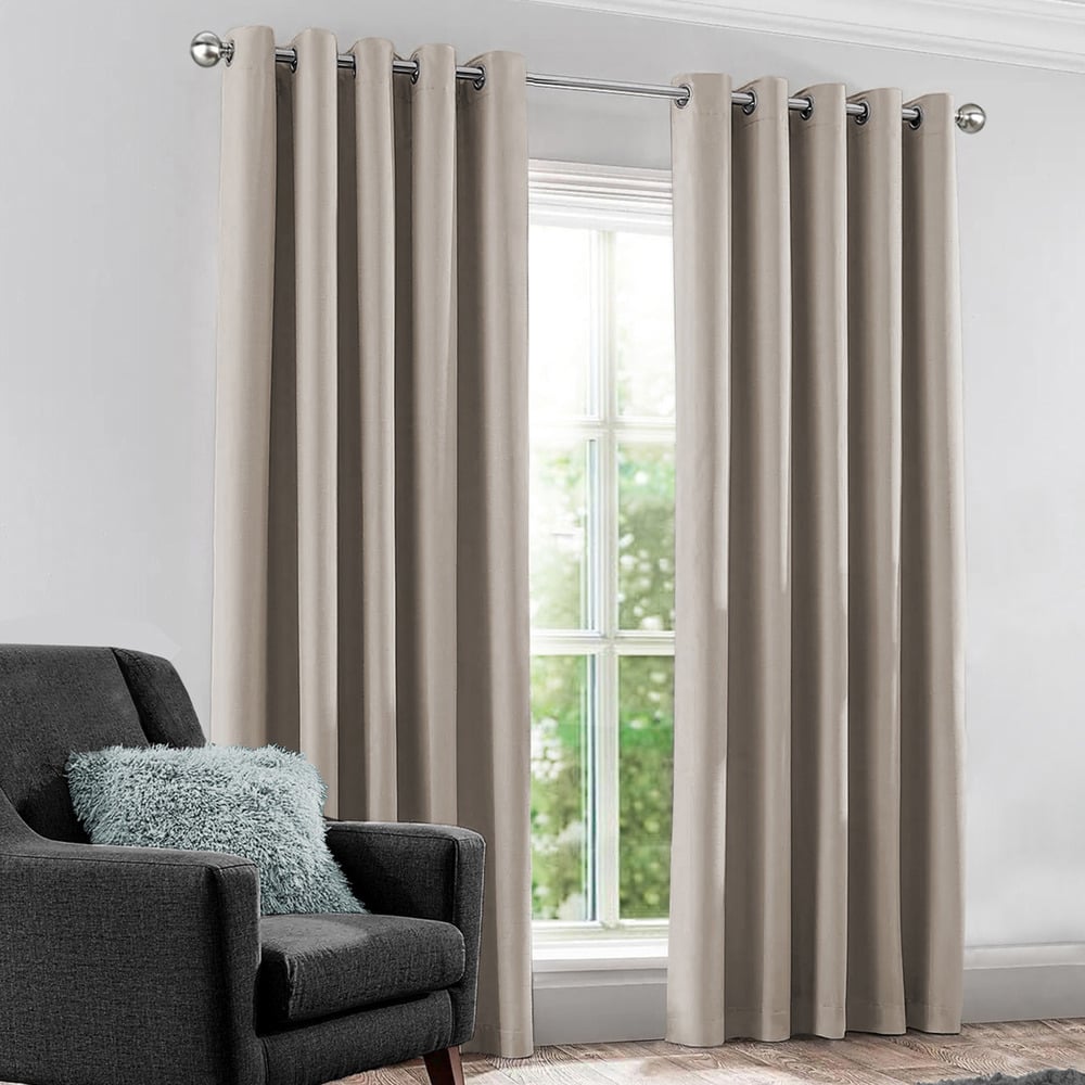 Velosso Kassidy Beige Blackout Curtains 117 x 183cm Image 1