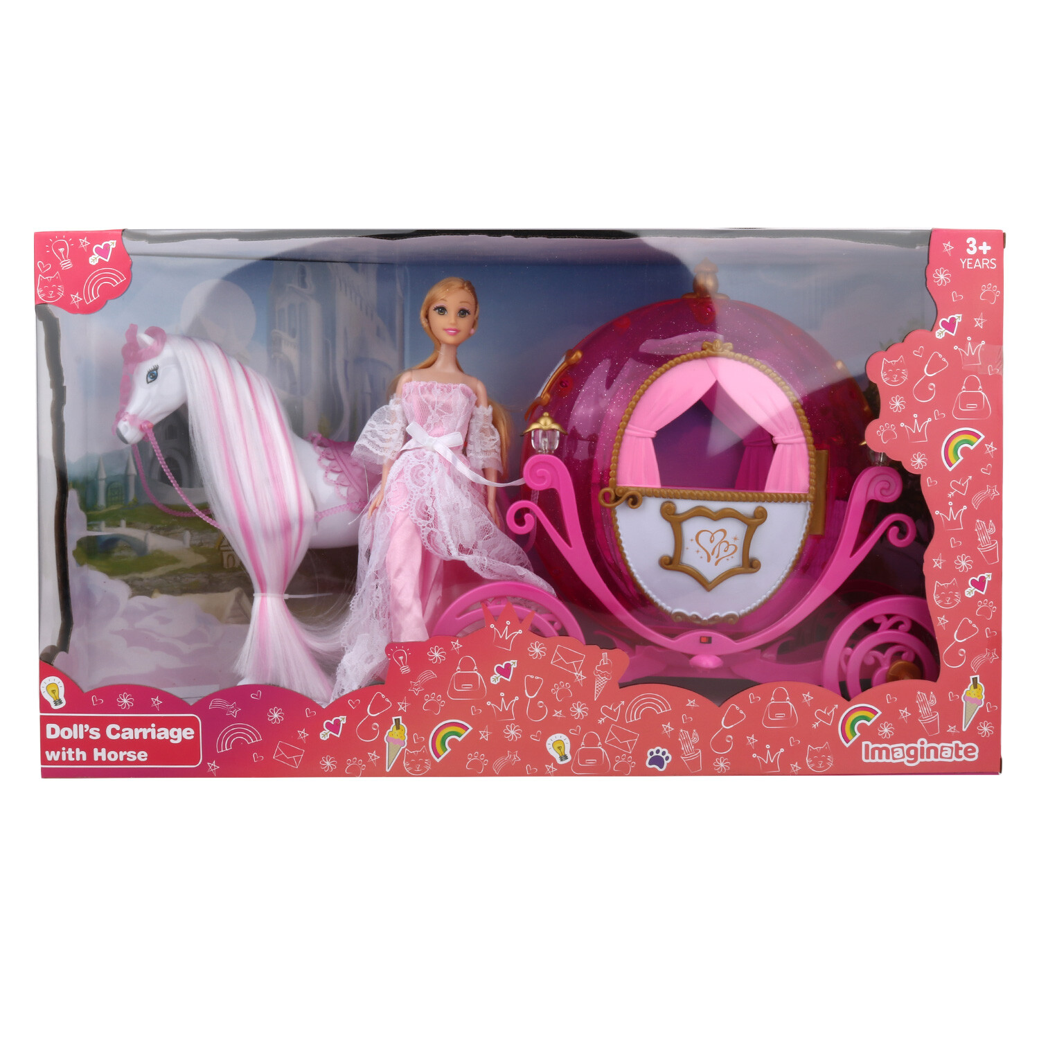 Doll's Carriage with Horse - Pink Image 2