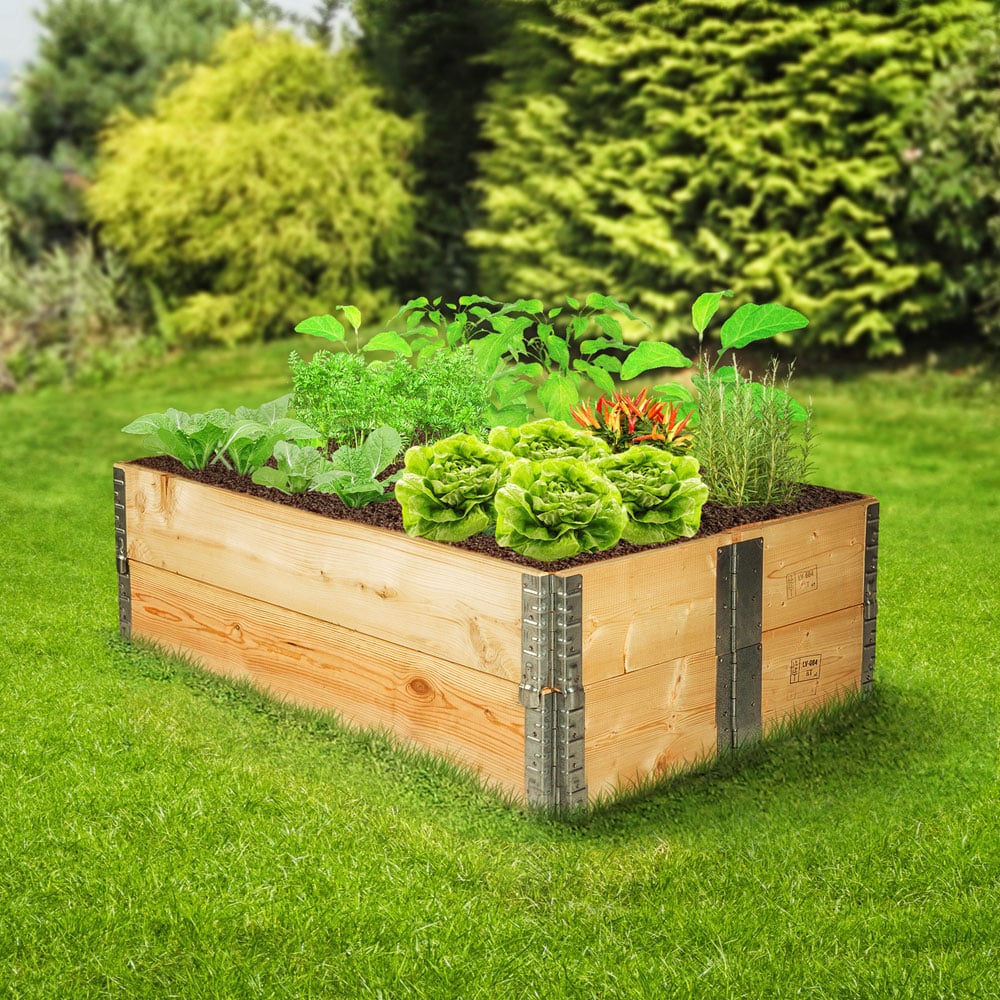 tectake Foldable and Stackable Wooden Raised Garden Bed 2 Pack Image 2
