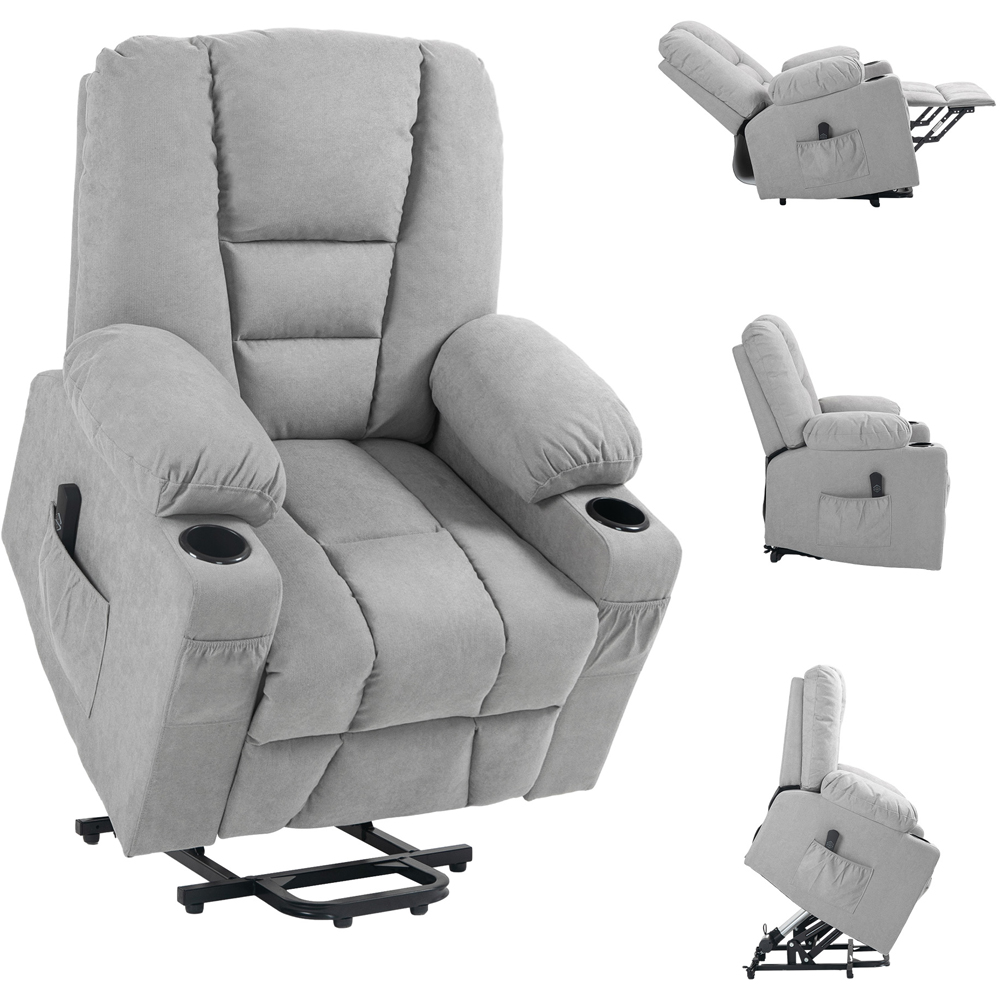 HOMCOM Light Grey Power Lift Recliner Chair with Remote Image 2